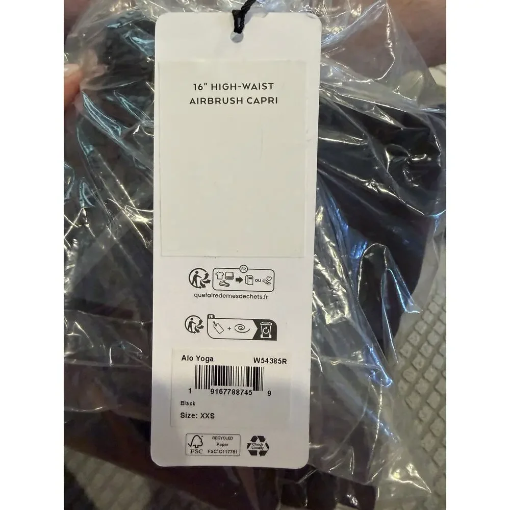 NWT Alo Yoga Airbrush High-Waist Capri Leggings Compression Black XXS 16
